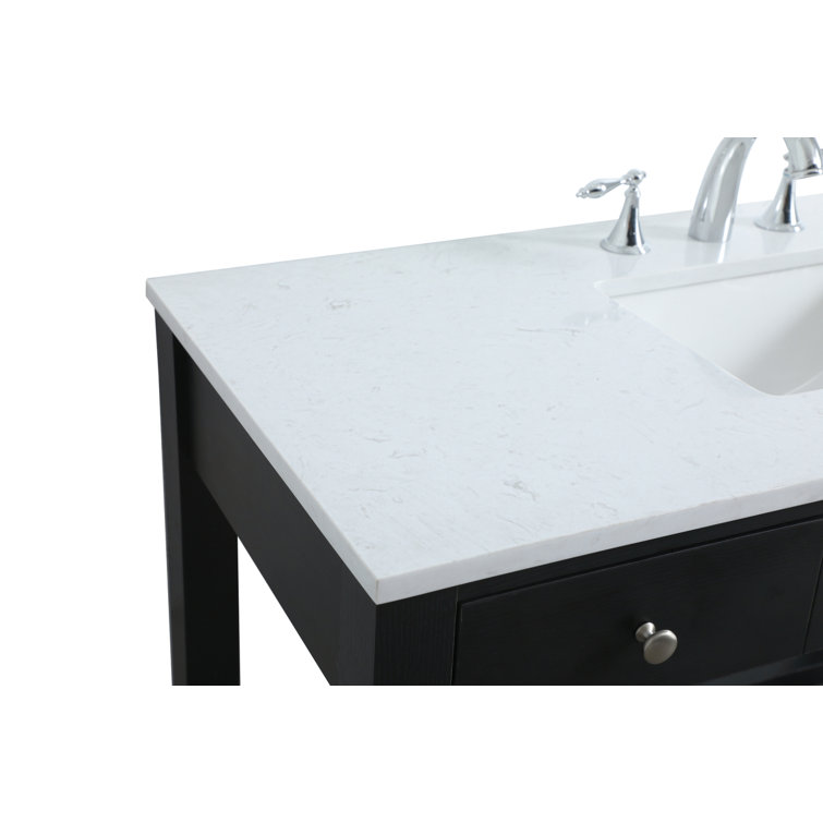 Hudson 48'' Black Freestanding Single Bathroom Vanity with Marble Top