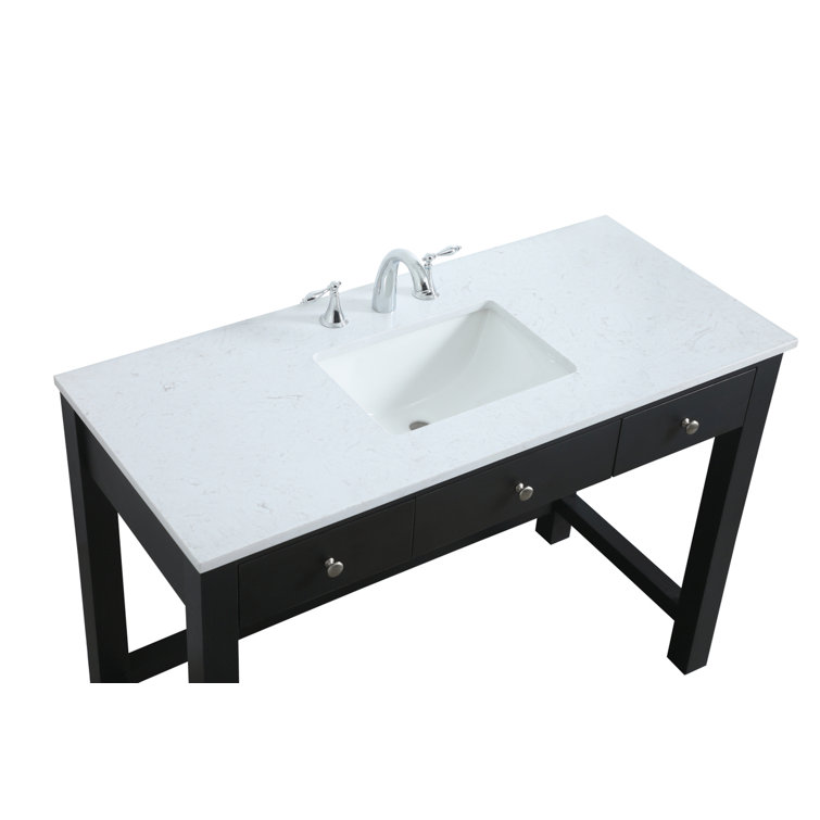 Hudson 48'' Black Freestanding Single Bathroom Vanity with Marble Top