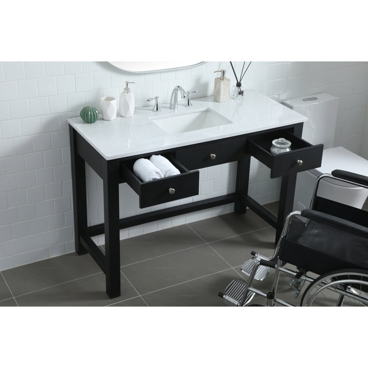 Hudson 48'' Black Freestanding Single Bathroom Vanity with Marble Top