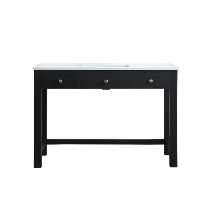 Hudson 48'' Black Freestanding Single Bathroom Vanity with Marble Top