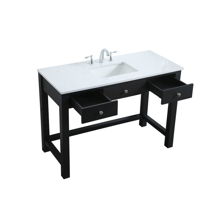 Hudson 48'' Black Freestanding Single Bathroom Vanity with Marble Top