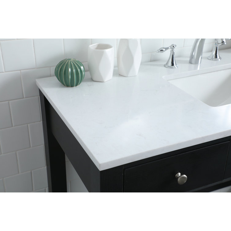 Hudson 48'' Black Freestanding Single Bathroom Vanity with Marble Top