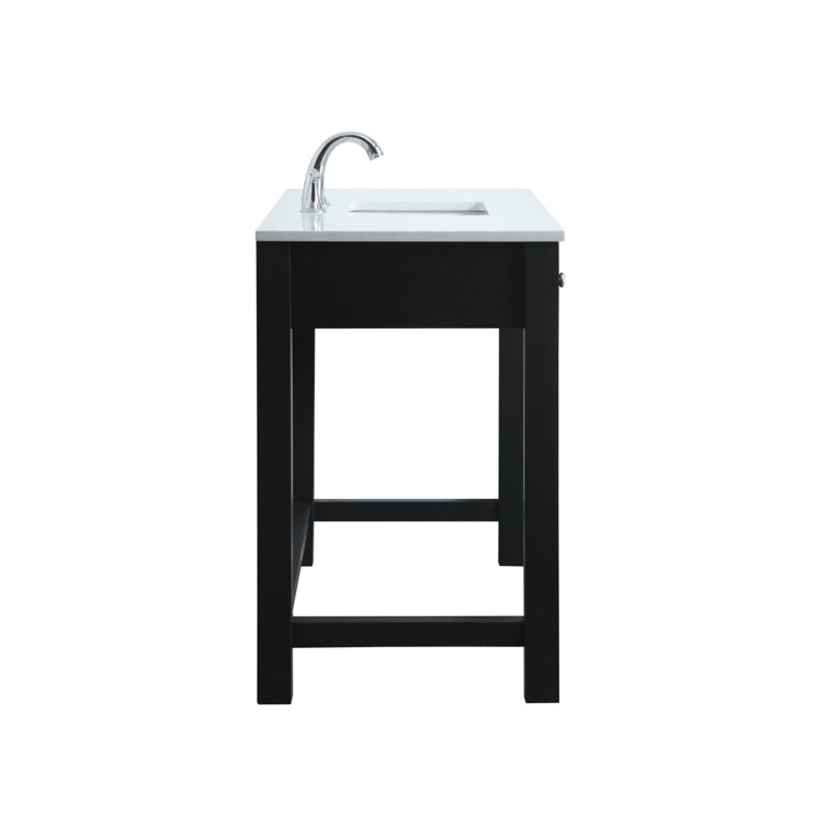 Hudson 48'' Black Freestanding Single Bathroom Vanity with Marble Top