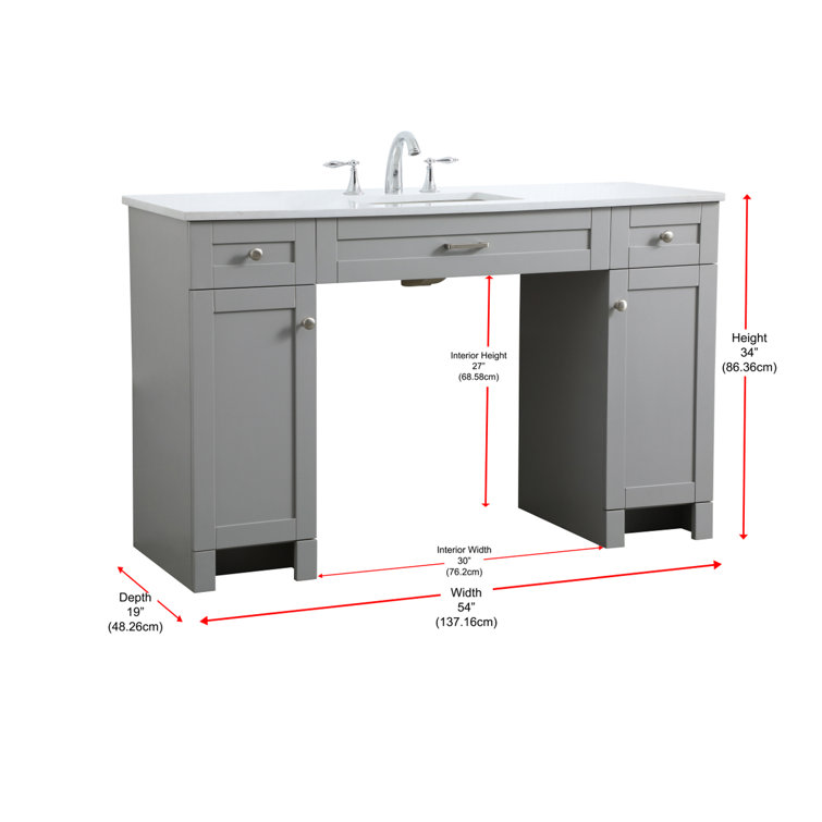 Cooper 54'' Grey Freestanding Bathroom Vanity with Marble Top