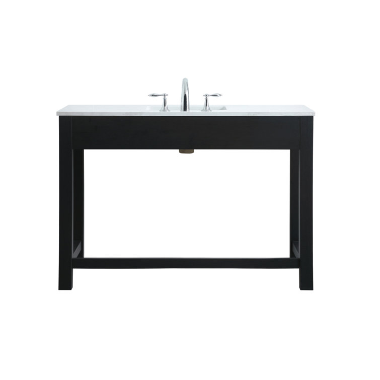 Hudson 48'' Black Freestanding Single Bathroom Vanity with Marble Top