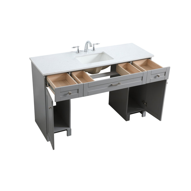 Cooper 54'' Grey Freestanding Bathroom Vanity with Marble Top