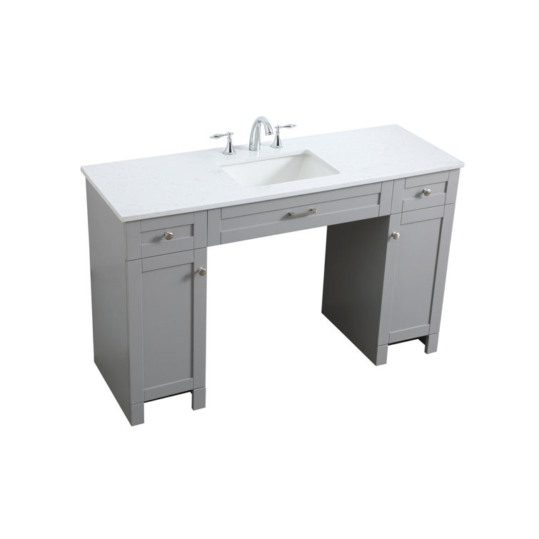 Cooper 54'' Grey Freestanding Bathroom Vanity with Marble Top