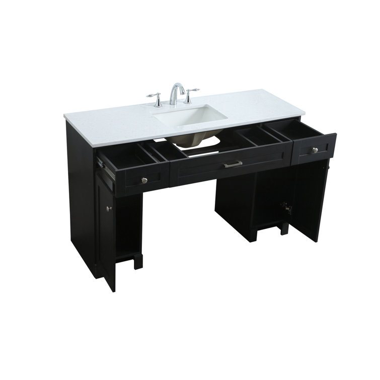 Cooper 54'' Black Freestanding Bathroom Vanity with Calacatta Marble Top