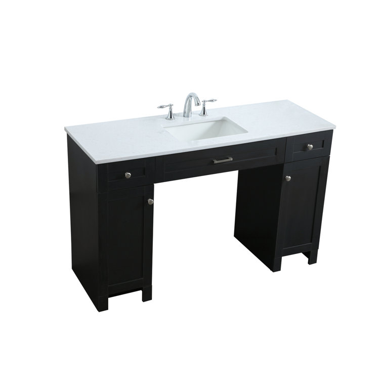 Cooper 54'' Black Freestanding Bathroom Vanity with Calacatta Marble Top
