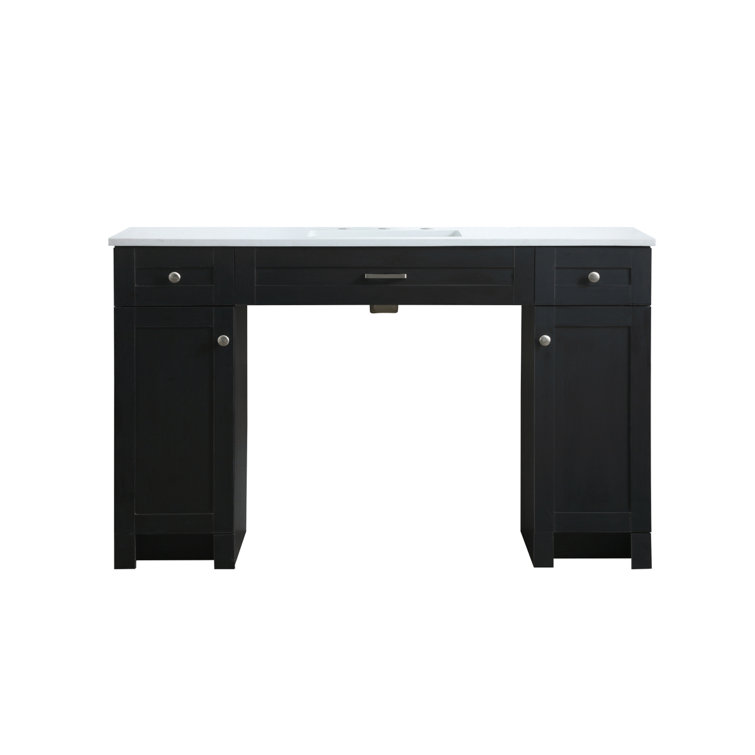 Cooper 54'' Black Freestanding Bathroom Vanity with Calacatta Marble Top