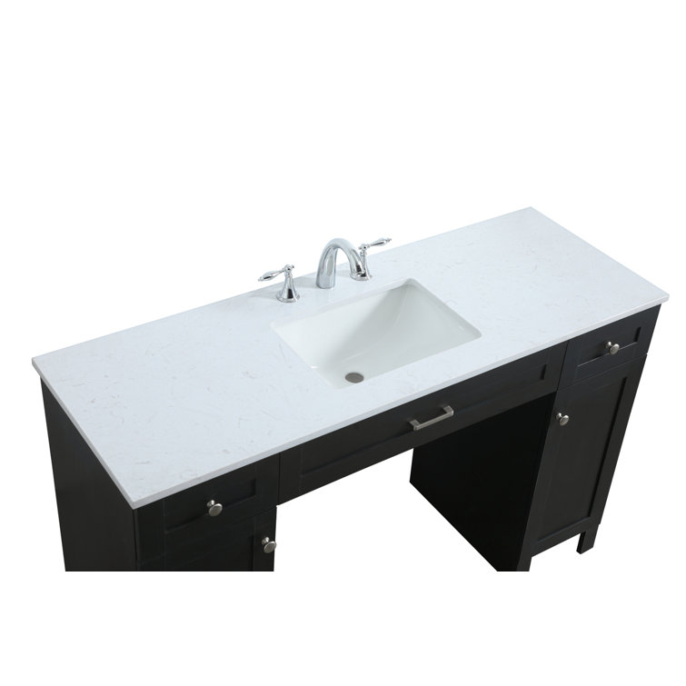 Cooper 54'' Black Freestanding Bathroom Vanity with Calacatta Marble Top