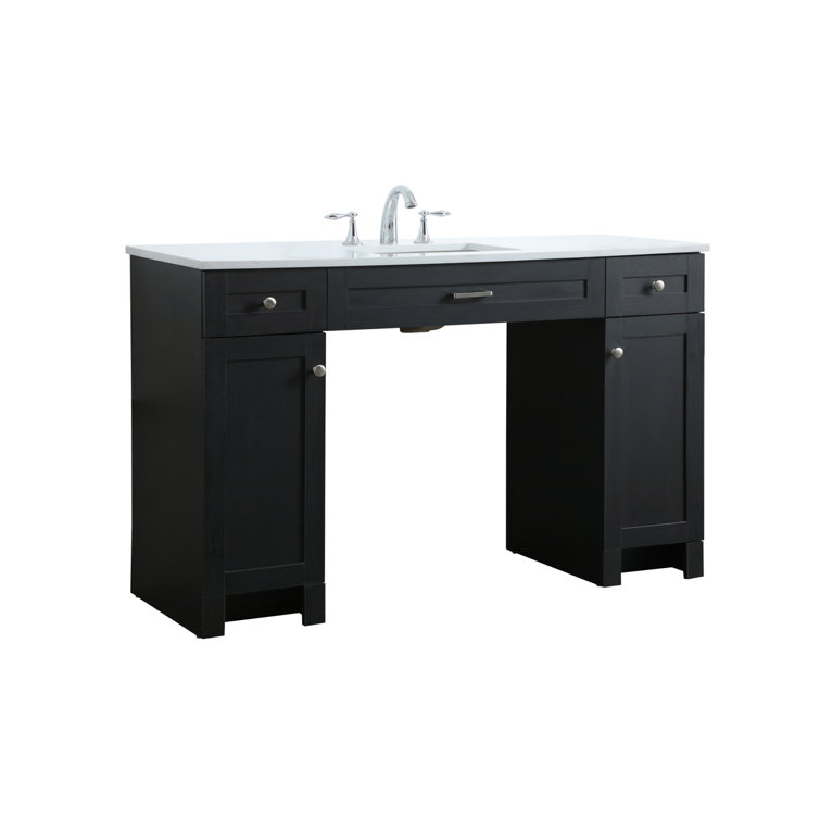 Cooper 54'' Black Freestanding Bathroom Vanity with Calacatta Marble Top