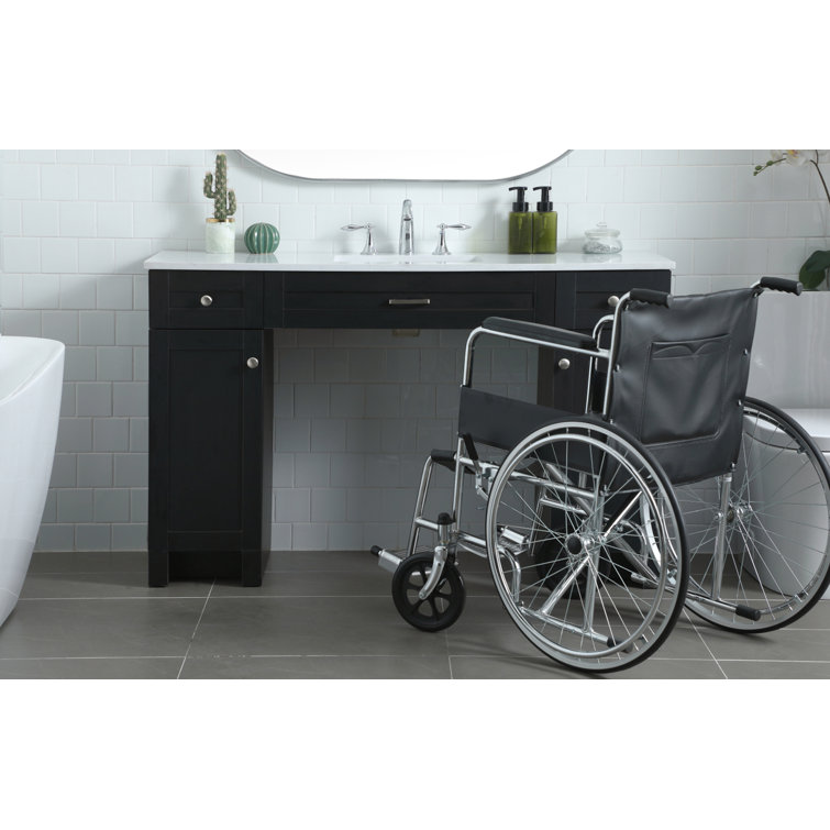 Cooper 54'' Black Freestanding Bathroom Vanity with Calacatta Marble Top
