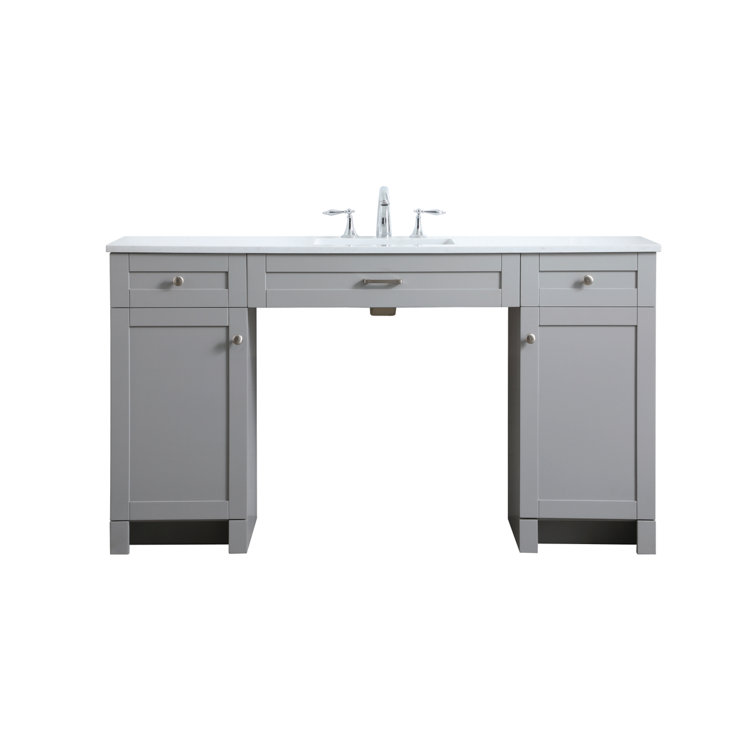 Gray 60'' Single Bathroom Vanity with Calacatta Marble Top