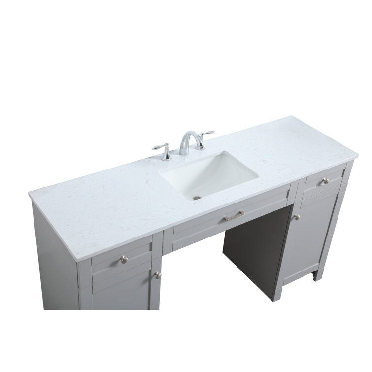Gray 60'' Single Bathroom Vanity with Calacatta Marble Top