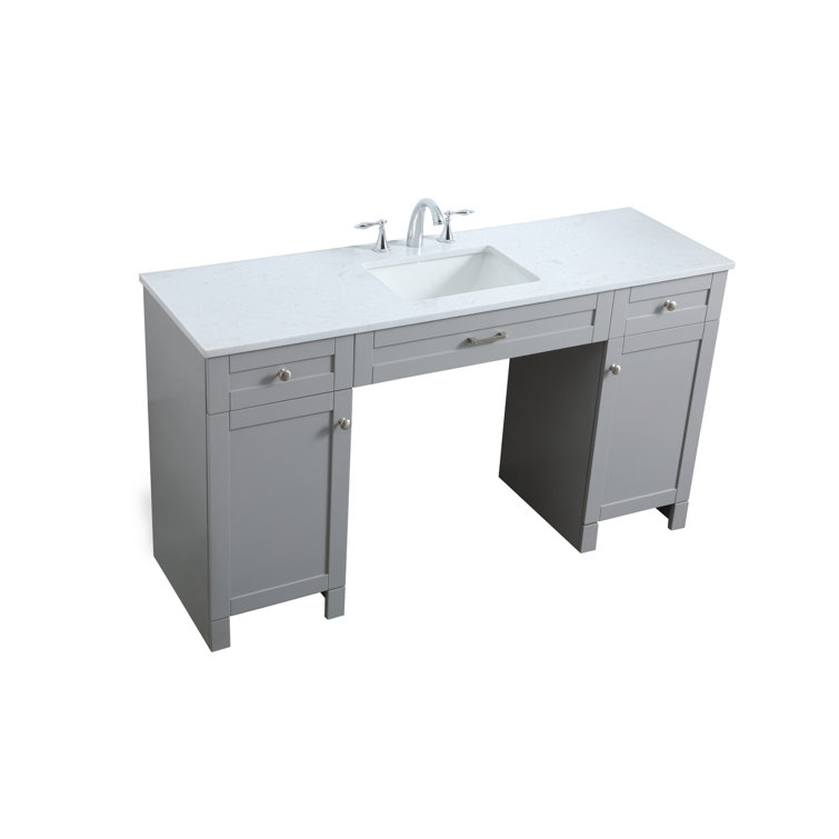 Gray 60'' Single Bathroom Vanity with Calacatta Marble Top