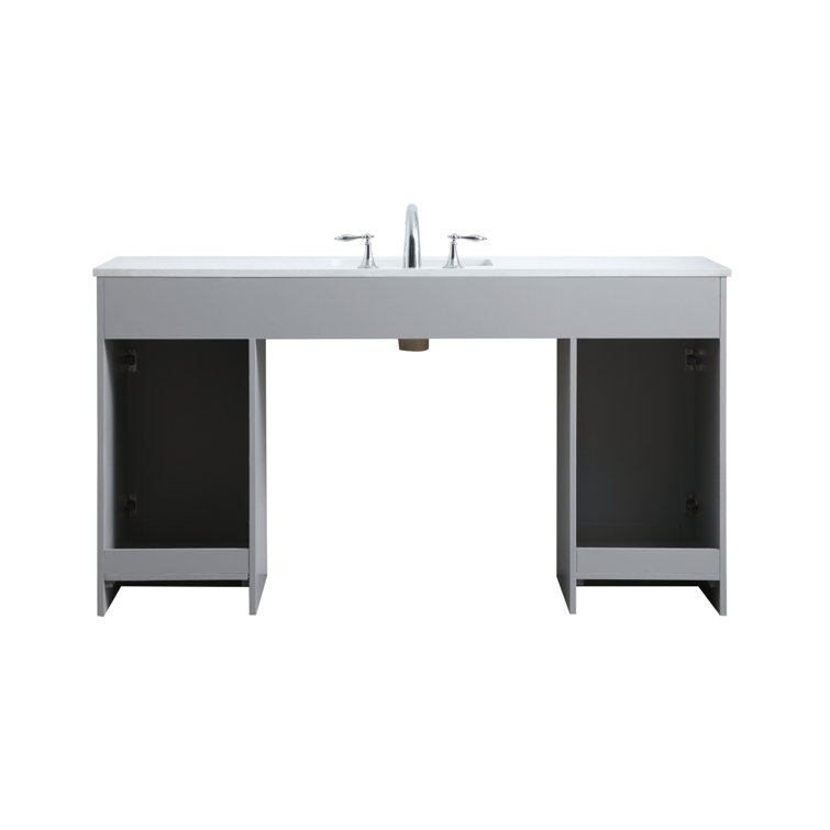Gray 60'' Single Bathroom Vanity with Calacatta Marble Top