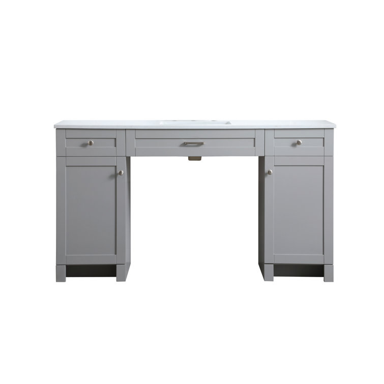 Gray 60'' Single Bathroom Vanity with Calacatta Marble Top