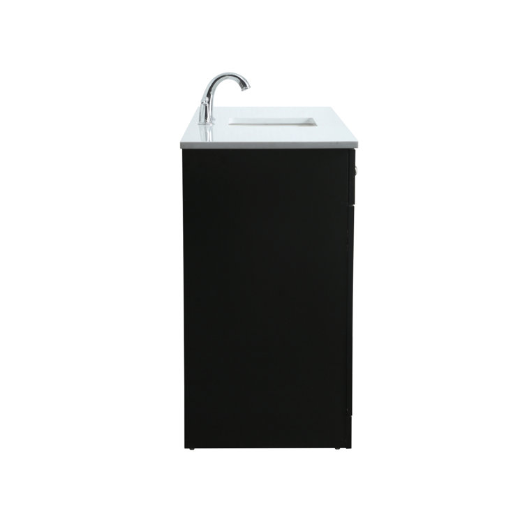60'' Black Freestanding Bathroom Vanity with Calacatta Marble Top