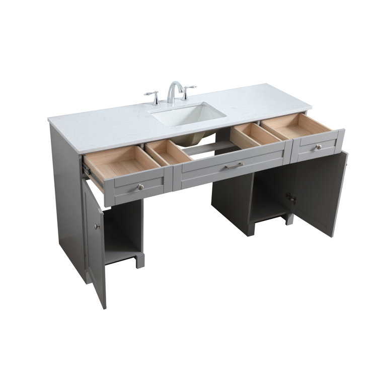Gray 60'' Single Bathroom Vanity with Calacatta Marble Top