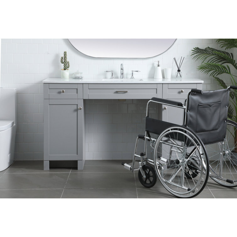 Gray 60'' Single Bathroom Vanity with Calacatta Marble Top