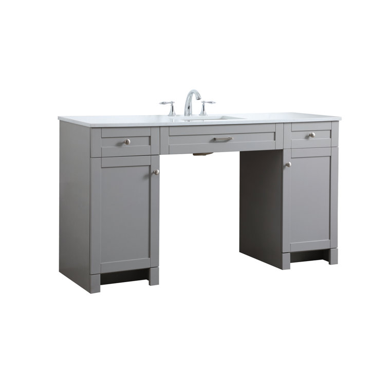 Gray 60'' Single Bathroom Vanity with Calacatta Marble Top