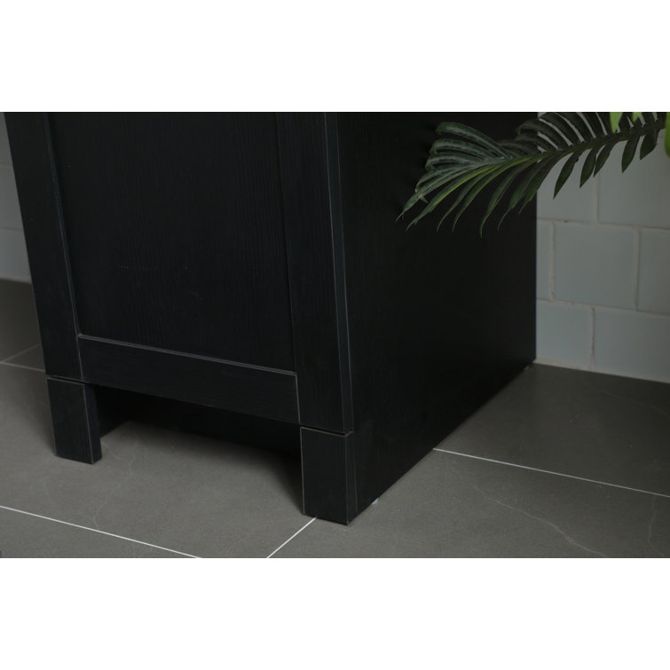60'' Black Freestanding Bathroom Vanity with Calacatta Marble Top