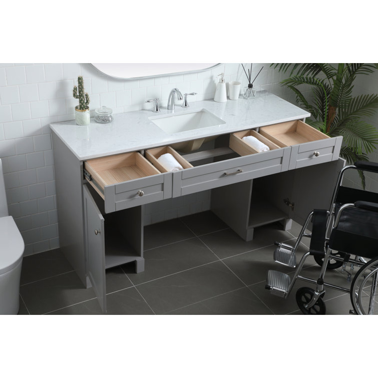 Gray 60'' Single Bathroom Vanity with Calacatta Marble Top