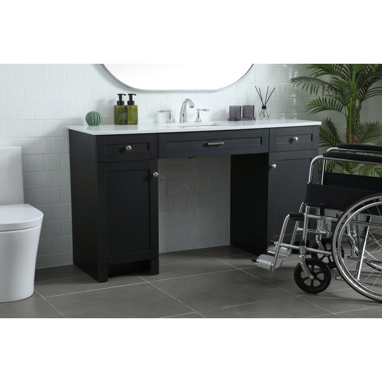 60'' Black Freestanding Bathroom Vanity with Calacatta Marble Top