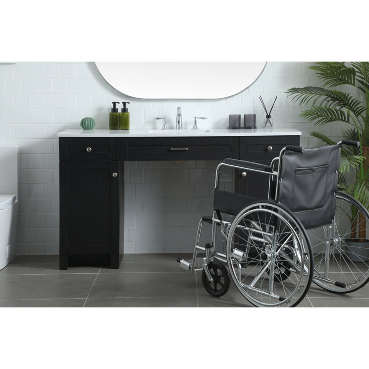 60'' Black Freestanding Bathroom Vanity with Calacatta Marble Top