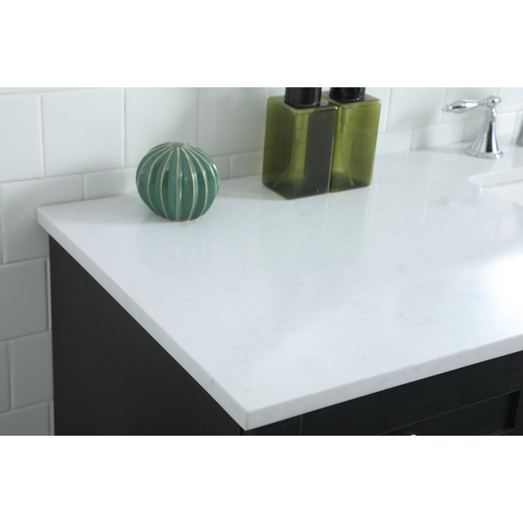 60'' Black Freestanding Bathroom Vanity with Calacatta Marble Top