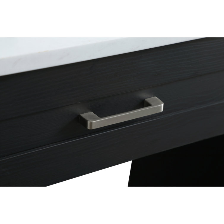 60'' Black Freestanding Bathroom Vanity with Calacatta Marble Top