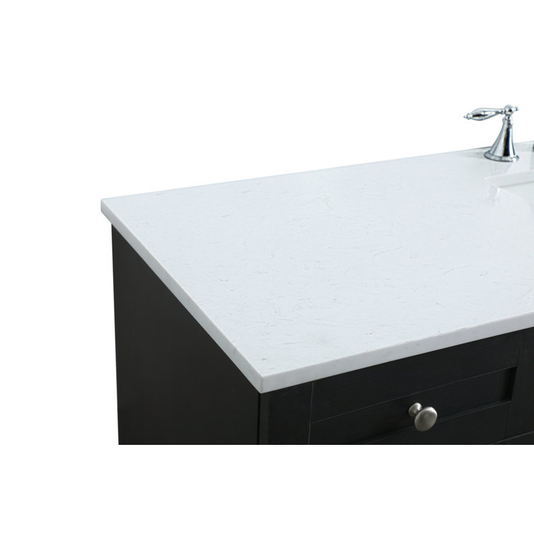 60'' Black Freestanding Bathroom Vanity with Calacatta Marble Top