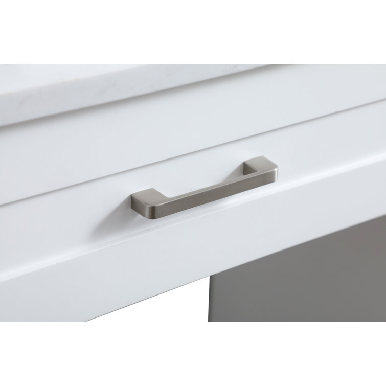 60'' White Freestanding Bathroom Vanity with Engineered Marble Top