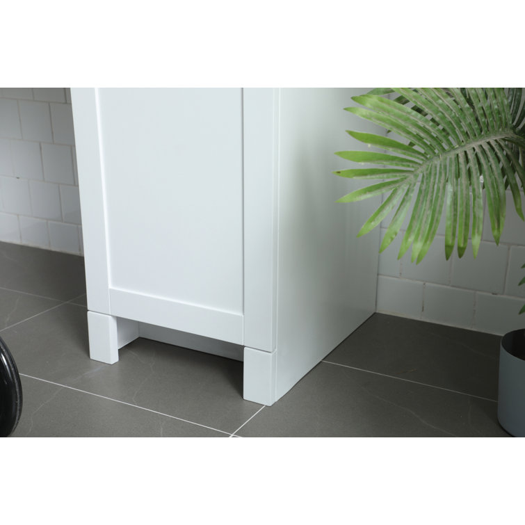 60'' White Freestanding Bathroom Vanity with Engineered Marble Top