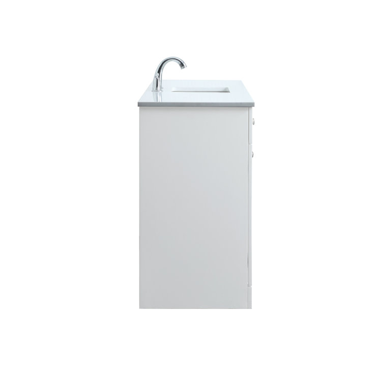 60'' White Freestanding Bathroom Vanity with Engineered Marble Top