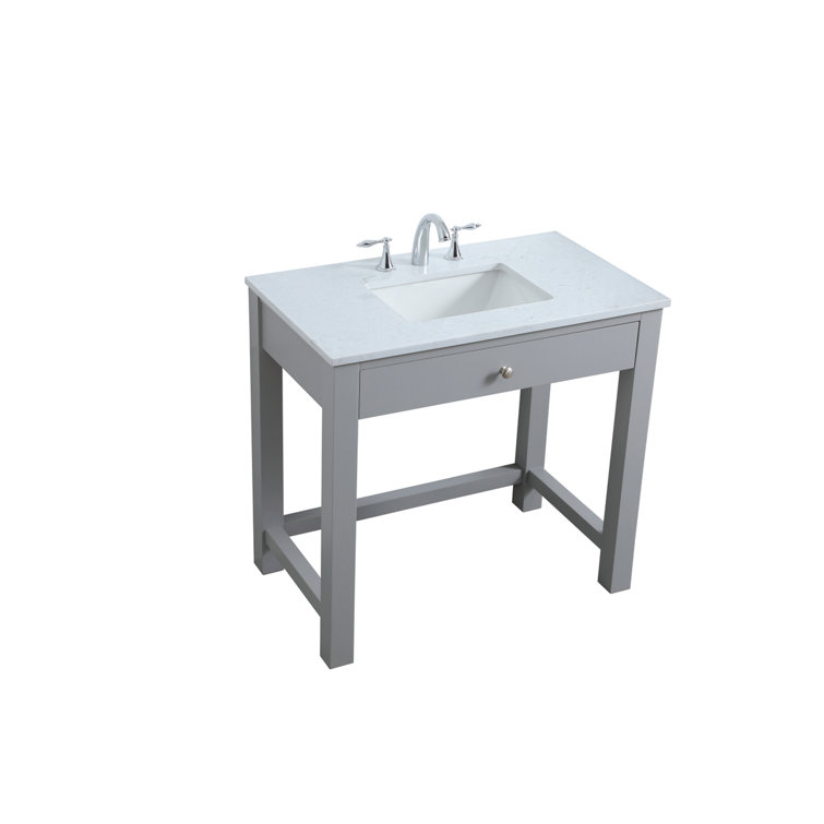 Hudson 36'' Gray Single Bathroom Vanity with Marble Top