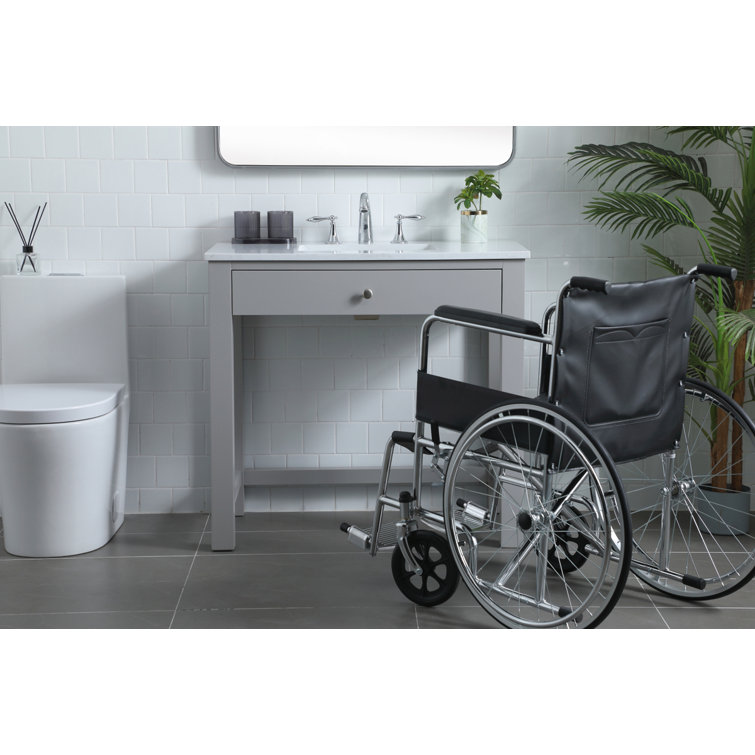 Hudson 36'' Gray Single Bathroom Vanity with Marble Top