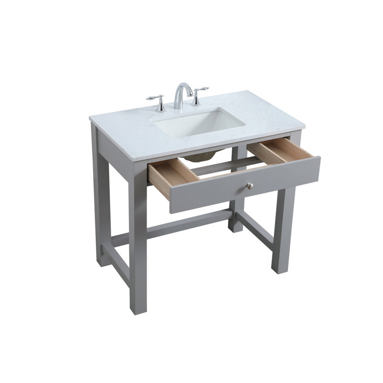 Hudson 36'' Gray Single Bathroom Vanity with Marble Top