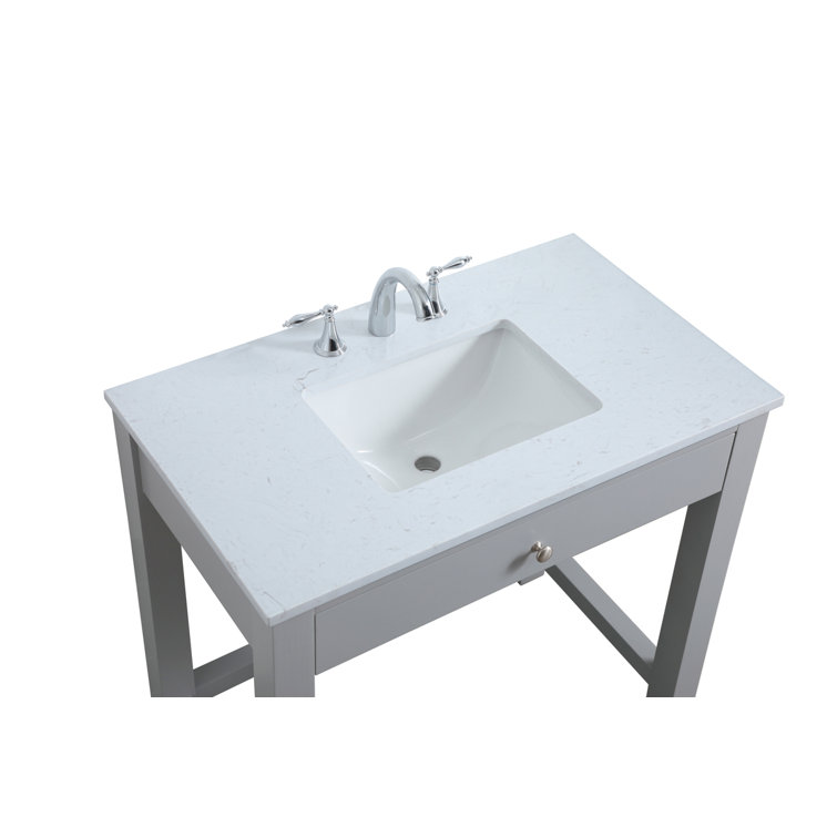 Hudson 36'' Gray Single Bathroom Vanity with Marble Top