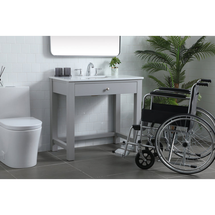 Hudson 36'' Gray Single Bathroom Vanity with Marble Top