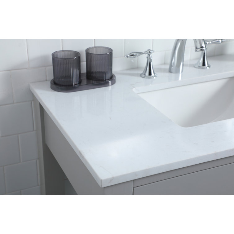 Hudson 36'' Gray Single Bathroom Vanity with Marble Top