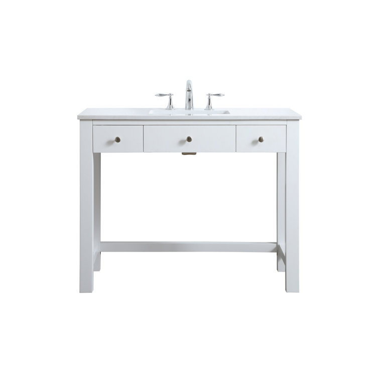 ADA Compliant White Freestanding Bathroom Vanity with Calacatta Marble Top
