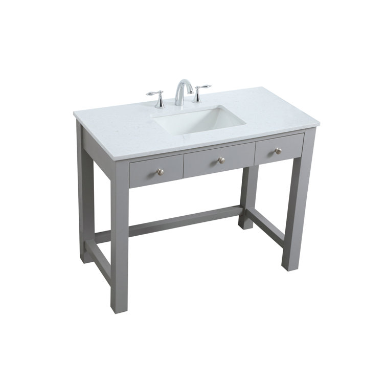 Hudson 42'' Grey Single Bathroom Vanity with Engineered Marble Top