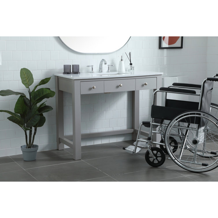 Hudson 42'' Grey Single Bathroom Vanity with Engineered Marble Top
