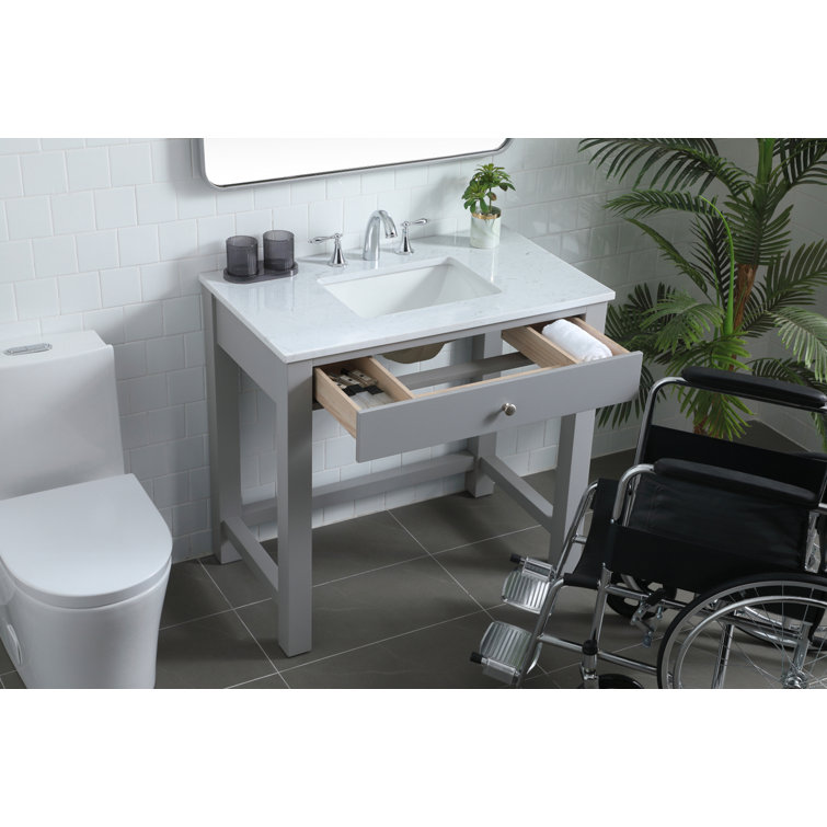 Hudson 36'' Gray Single Bathroom Vanity with Marble Top