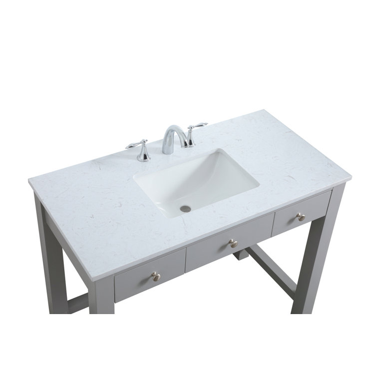 Hudson 42'' Grey Single Bathroom Vanity with Engineered Marble Top