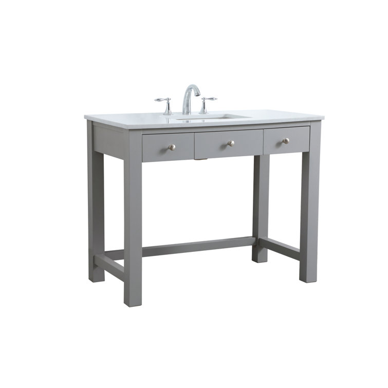 Hudson 42'' Grey Single Bathroom Vanity with Engineered Marble Top
