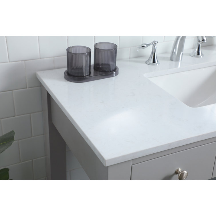 Hudson 42'' Grey Single Bathroom Vanity with Engineered Marble Top