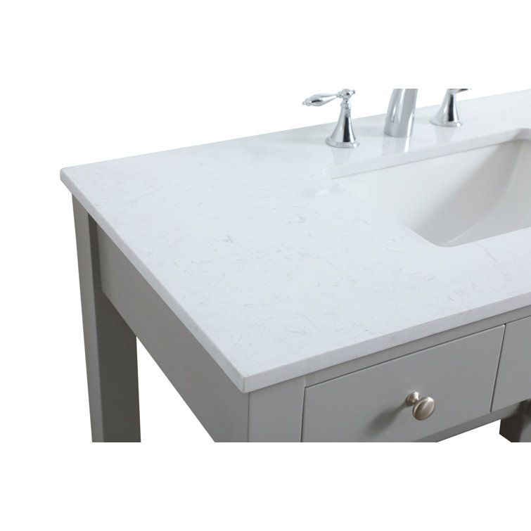 Hudson 42'' Grey Single Bathroom Vanity with Engineered Marble Top